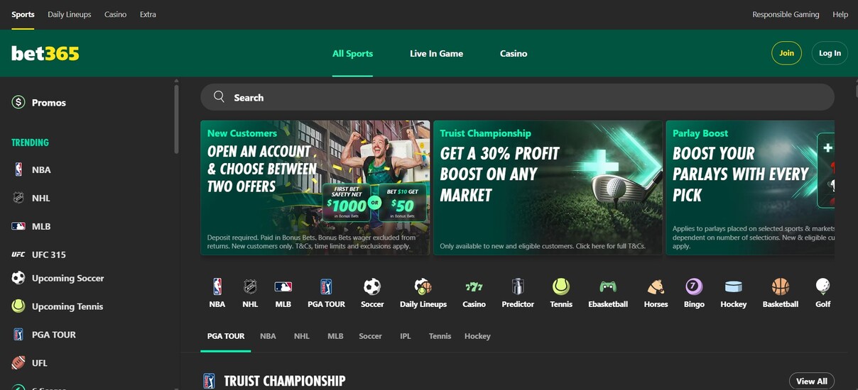 Bet365 Homepage 