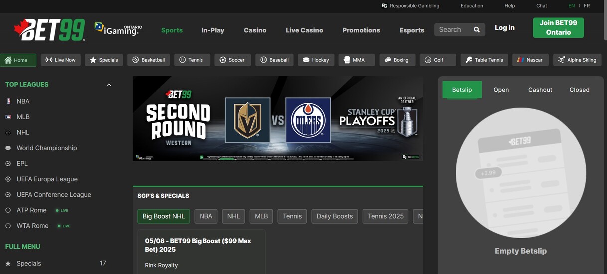 Bet99 Homepage
