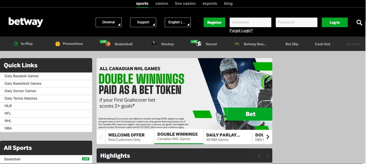 Betway Homepage