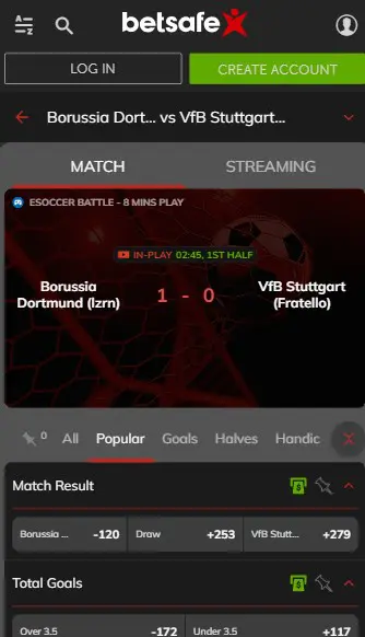 Interfejs Betsafe Live Casino