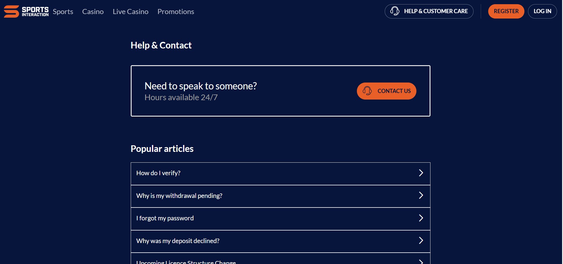 Sportsinteraction Contact
