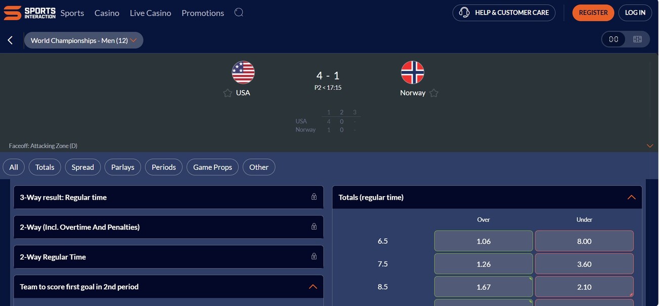 Sportsnteraction Live Betting 