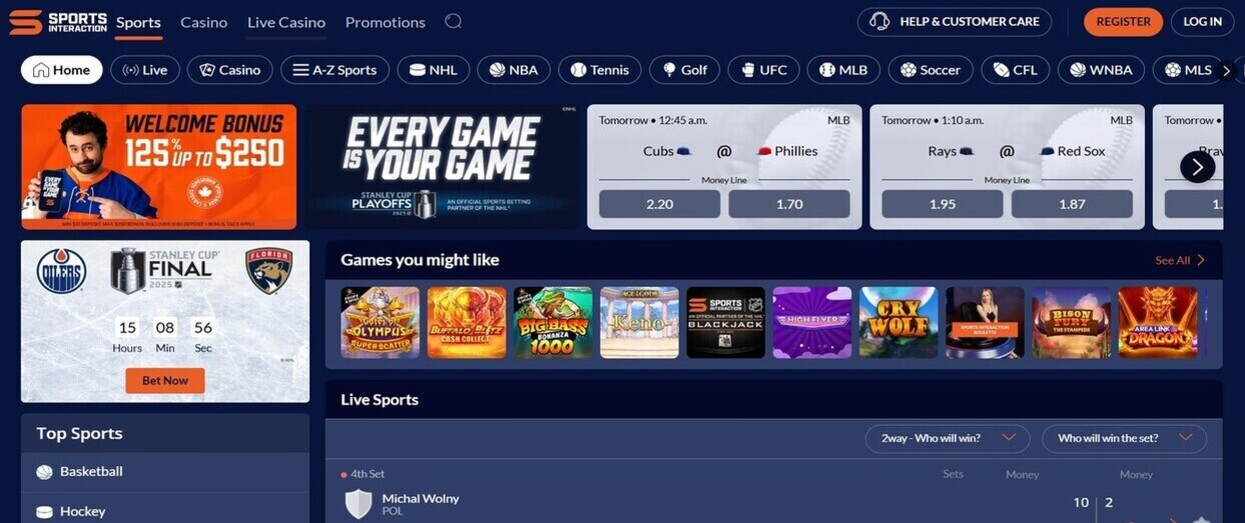 SportsInteraction Homepage Canada