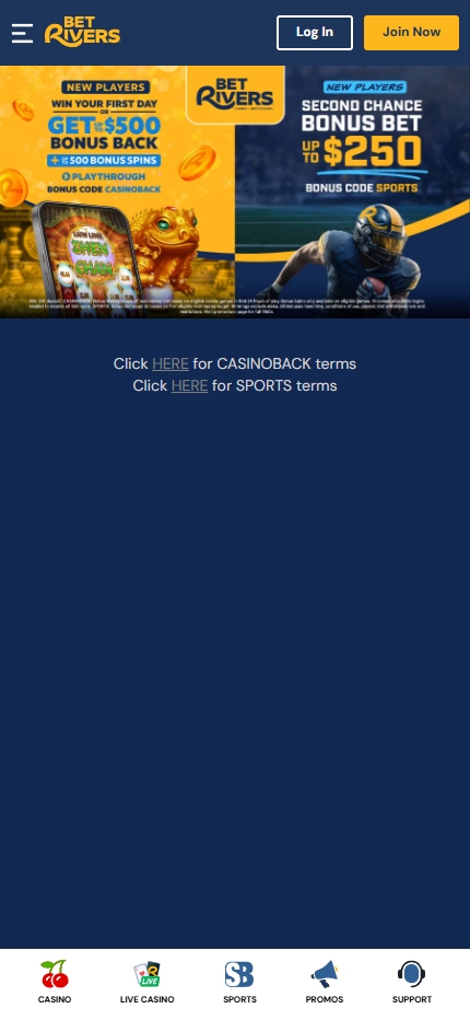 BetRivers Hhome Page Mobile