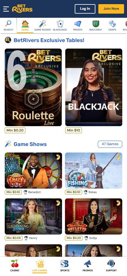 BetRivers Live Betting Mobile