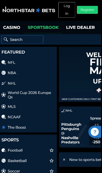NorthStar Bets Canada Homepage Sportsbook