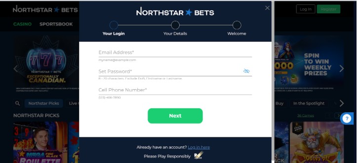 NorthStar Bets Canada Registration Step2