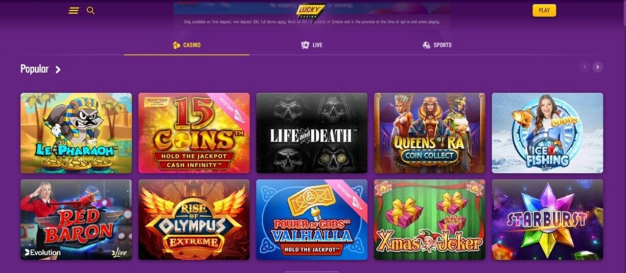 Lucky Casino Casino Canada Homepage pc