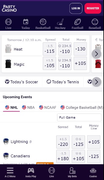 PartyCasino Sports Homepage Canada