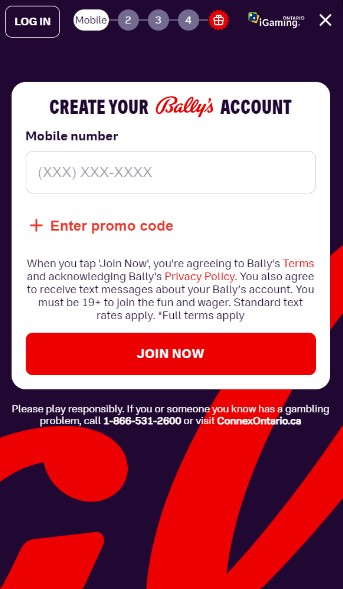Bally bet Canada Sports Registration mobile