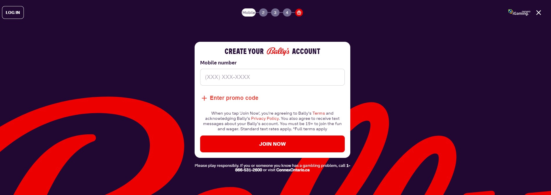 Bally bet Canada Sports Registration