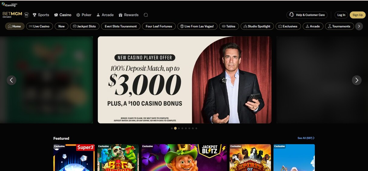 BetMGM Casino Ontario Homepage pc