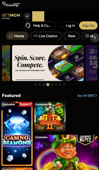 BetMGM Casino Ontario Homepage