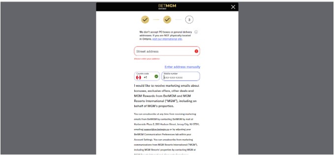 BetMGM Sports Ontario Registration Step4
