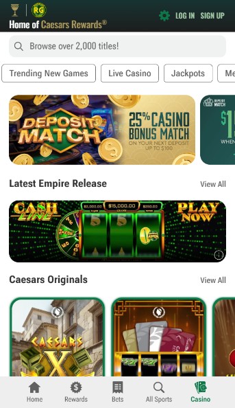 Caesars Canada Casino Homepage