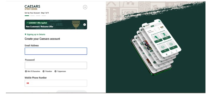 Caesars Canada Registration Step2