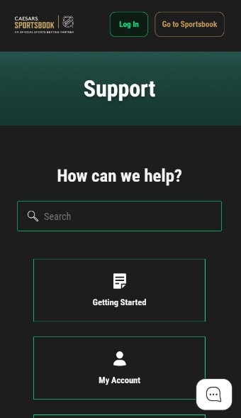 Caesars Canada Sports Customer Support mobile