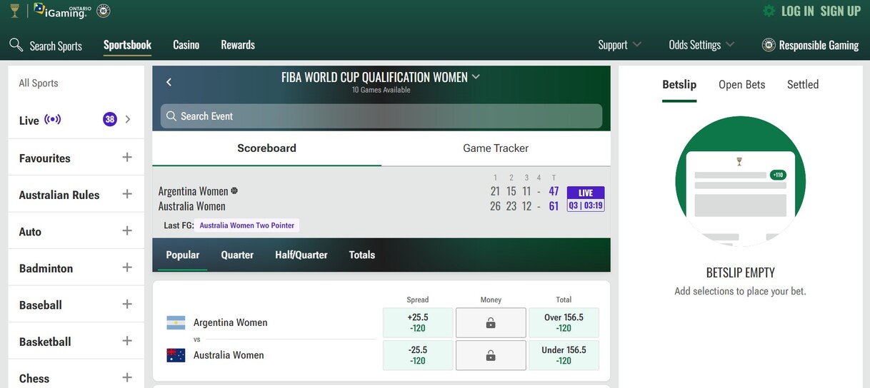 Caesars Canada Sports Live betting pc