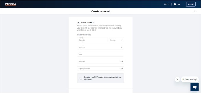 Pinnacle Canada Registration Step2