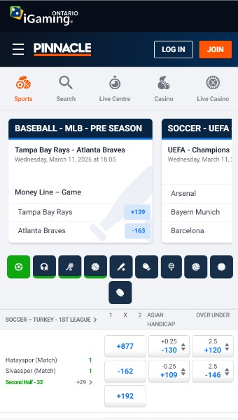 Pinnacle Canada Sports Homepage