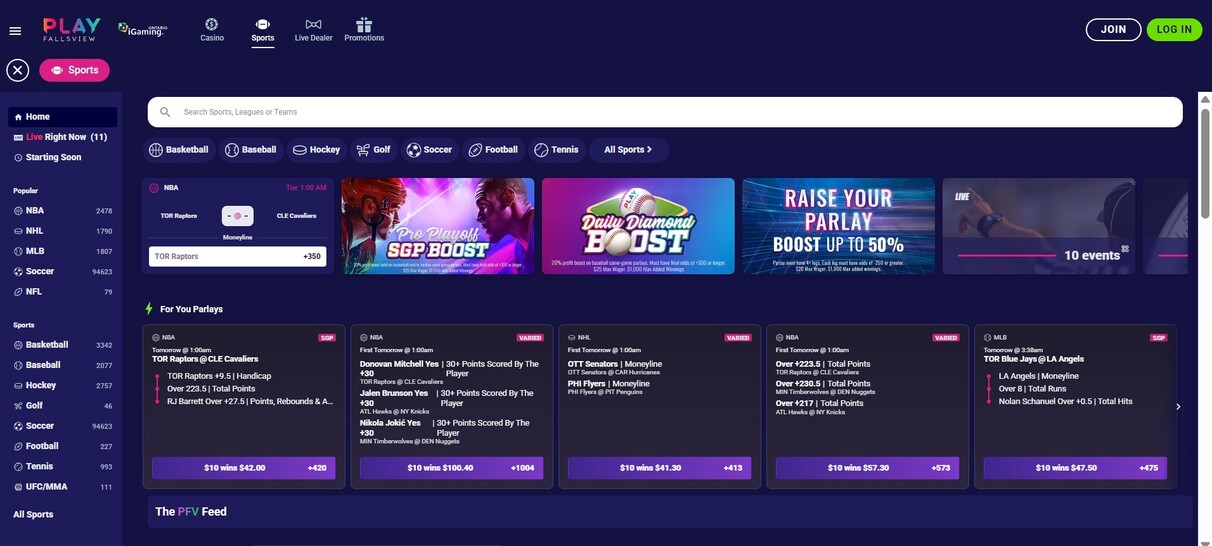 Play Fallsview Canada Sportsbook Homepage pc