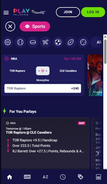 Play Fallsview Canada Sportsbook Homepage