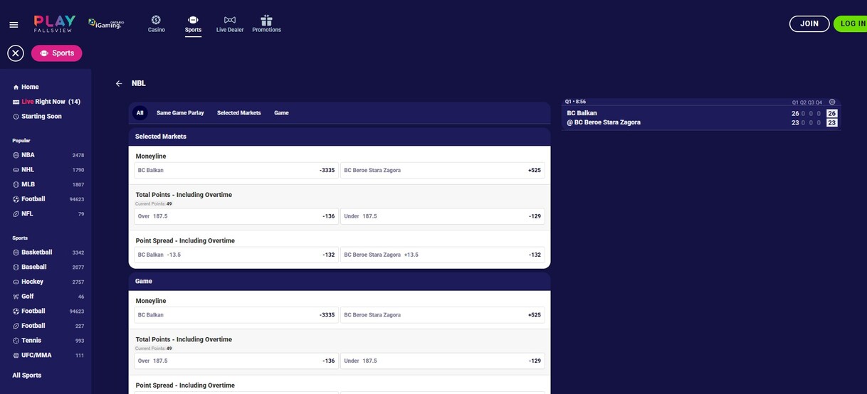 Play Fallsview Canada Sportsbook Live Betting pc