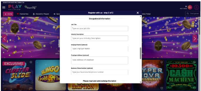 Play Fallsview Sportsbook Canada Registration Step3