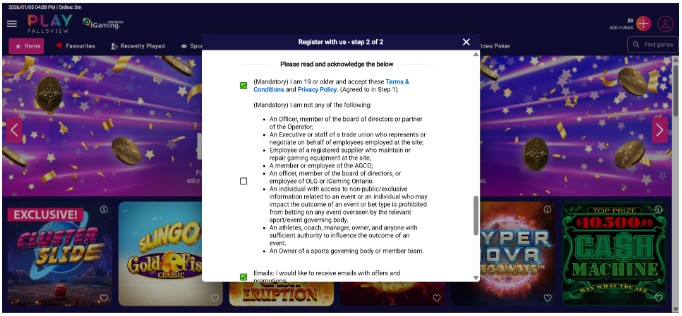Play Fallsview Sportsbook Canada Registration Step4