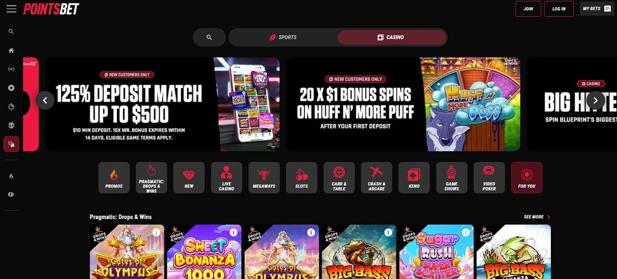 PointsBet Canada Casino Section pc