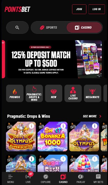 PointsBet Canada Casino Section