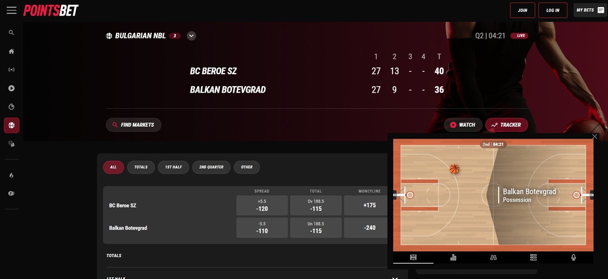 PointsBet Canada Sports Live betting pc