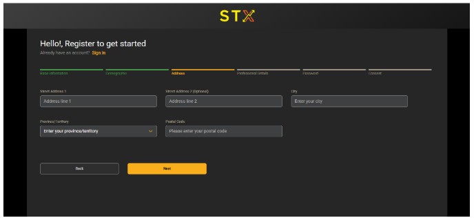 STX Sportsbook Canada Registration Step3