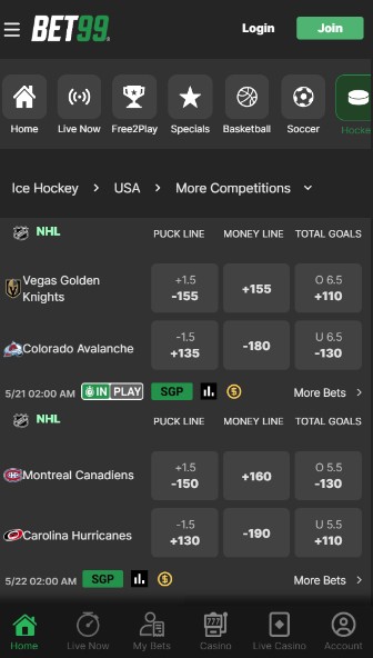 Bet99 Betting Hockey Canada