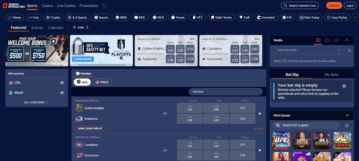 Sportsinteraction Betting Hockey pc