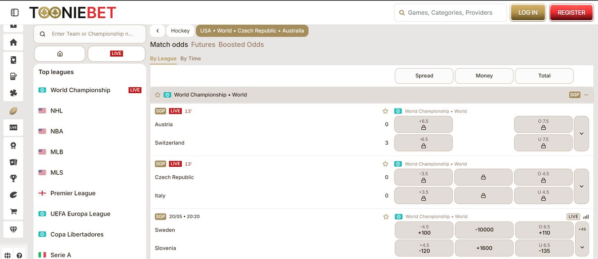 Tooniebet Betting Hockey Canada pc